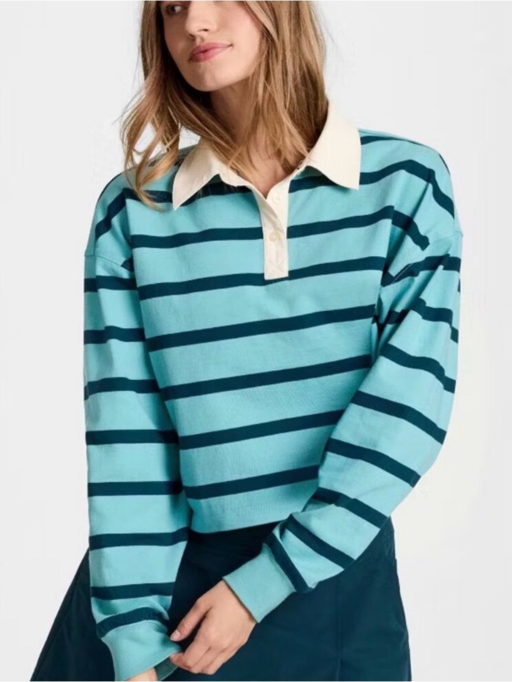Champion Striped Rugby Shirt with Cream Collar